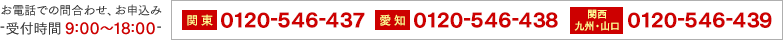 お電話での問合わせ、お申込み(受付時間 9:00~18:00)